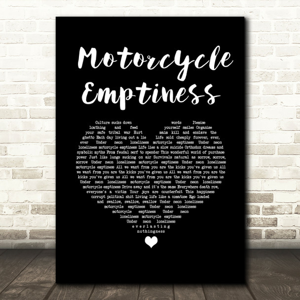 Manic Street Preachers Motorcycle Emptiness Black Heart Song Lyric Wall Art Print