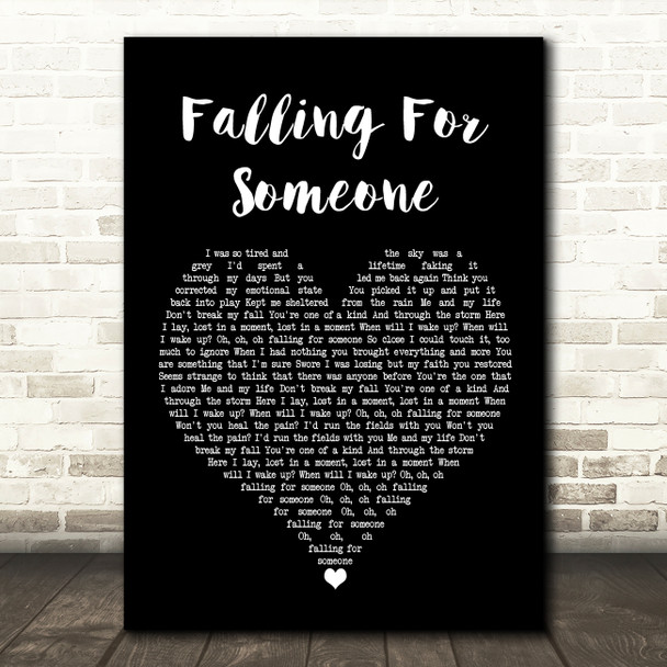 Blossoms Falling For Someone Black Heart Song Lyric Wall Art Print