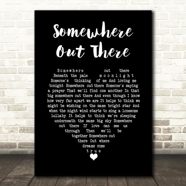 James Ingram Somewhere Out There Black Heart Song Lyric Wall Art Print