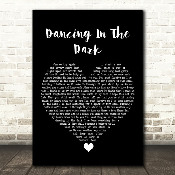 Micky Modelle Dancing In The Dark Black Heart Song Lyric Wall Art Print
