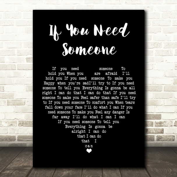 The Field Mice If You Need Someone Black Heart Song Lyric Wall Art Print