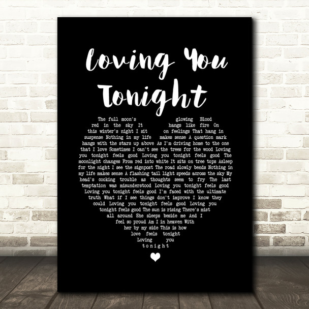 Squeeze Loving You Tonight Black Heart Song Lyric Wall Art Print