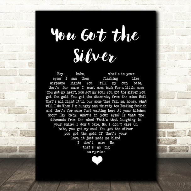 The Rolling Stones You Got the Silver Black Heart Song Lyric Wall Art Print