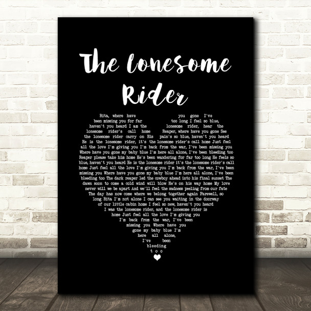 Volbeat The Lonesome Rider Black Heart Song Lyric Wall Art Print