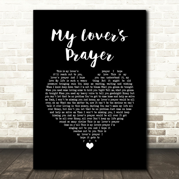 Otis Redding My Lover's Prayer Black Heart Song Lyric Wall Art Print