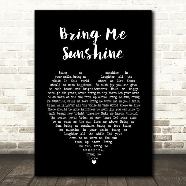 Willie Nelson Bring Me Sunshine Black Heart Song Lyric Wall Art Print