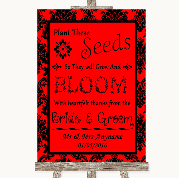 Red Damask Plant Seeds Favours Personalized Wedding Sign