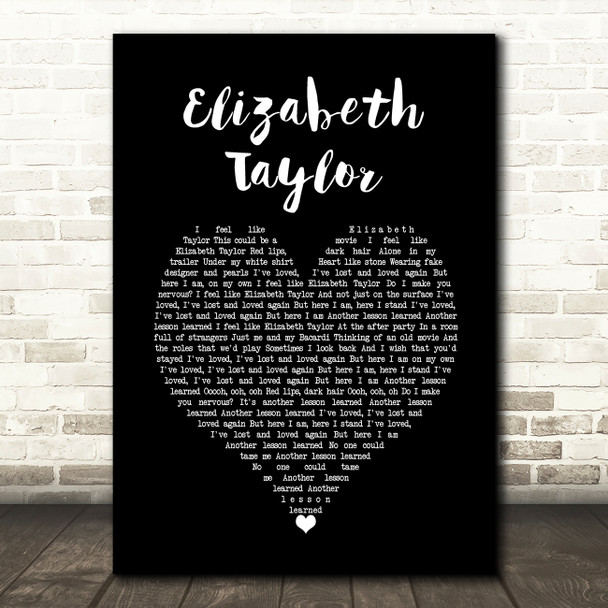 Clare Maguire Elizabeth Taylor Black Heart Song Lyric Wall Art Print