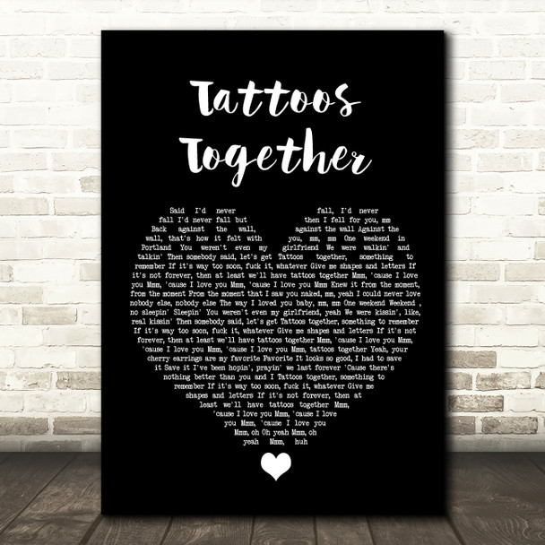 Lauv Tattoos Together Black Heart Song Lyric Wall Art Print