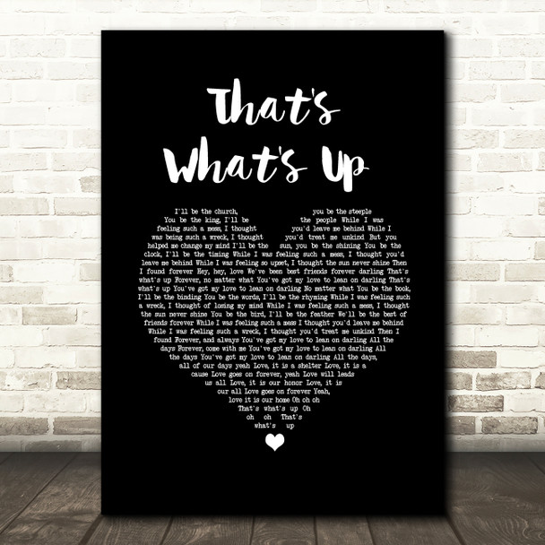 Lennon & Maisy That's What's Up Black Heart Song Lyric Wall Art Print