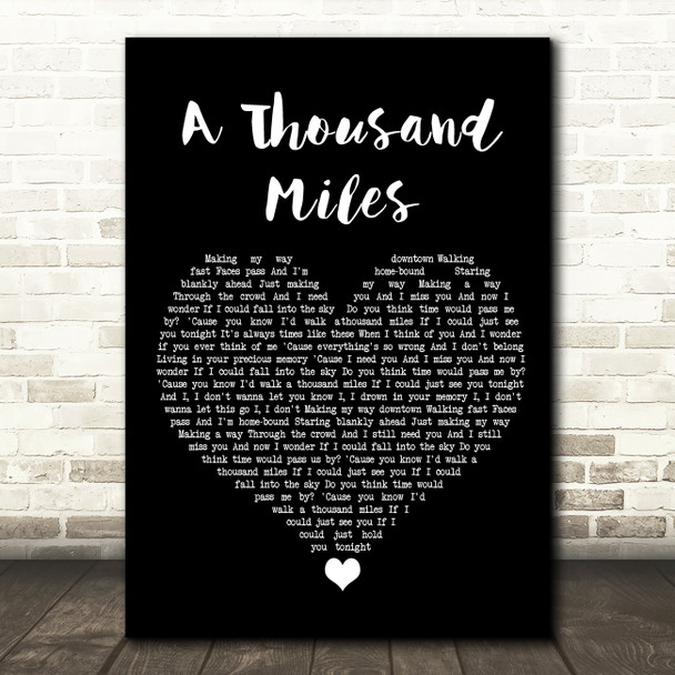 Vanessa Carlton A Thousand Miles Black Heart Song Lyric Wall Art Print