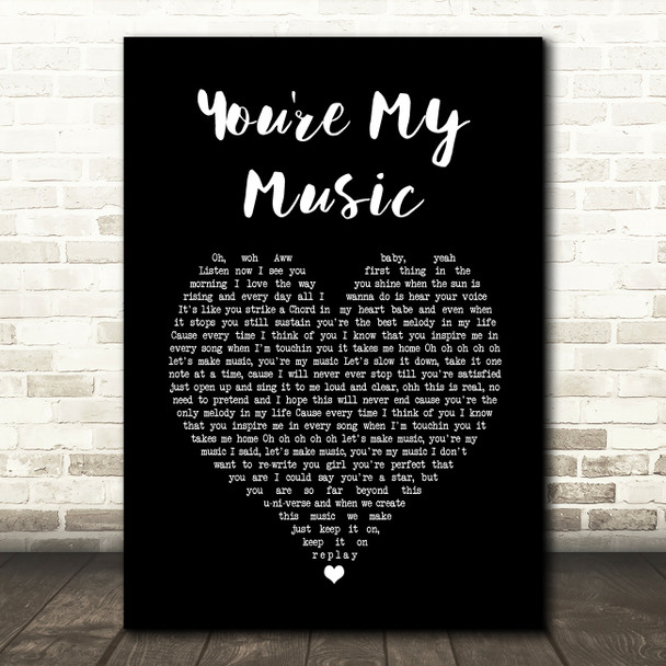 Brian Culbertson You're My Music Black Heart Song Lyric Wall Art Print
