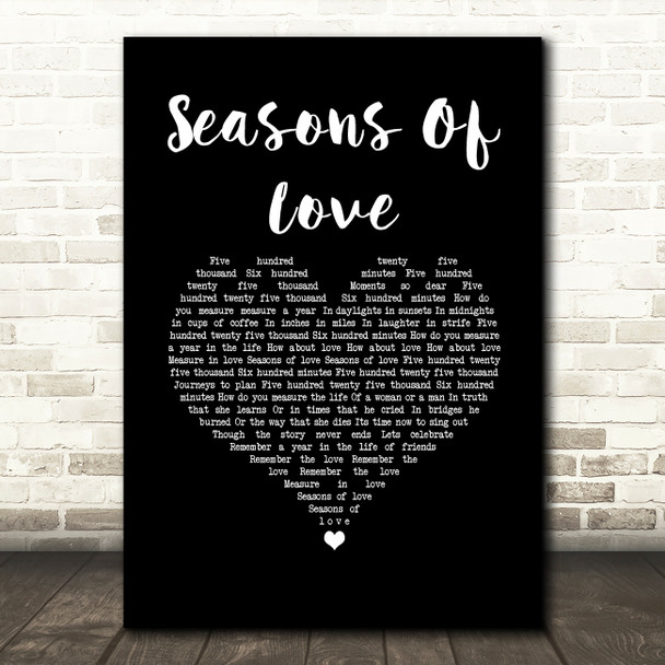 Donny Osmond Seasons Of Love Black Heart Song Lyric Wall Art Print