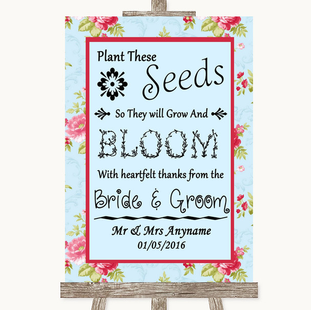Shabby Chic Floral Plant Seeds Favours Personalized Wedding Sign