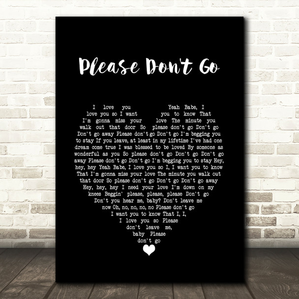 KC And The Sunshine Band Please Don't Go Black Heart Song Lyric Wall Art Print