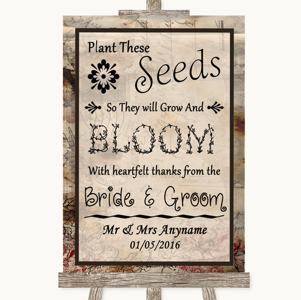 Vintage Plant Seeds Favours Personalized Wedding Sign