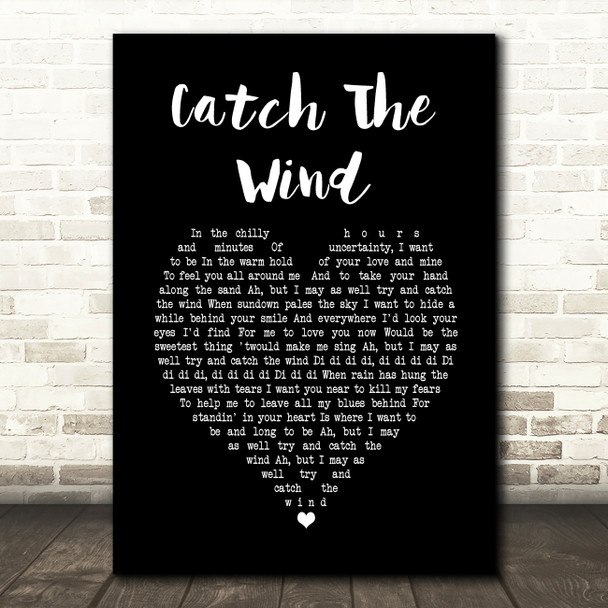 Donovan Catch The Wind Black Heart Song Lyric Wall Art Print