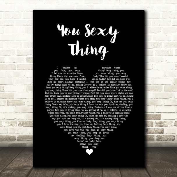 Hot Chocolate You Sexy Thing Black Heart Song Lyric Wall Art Print