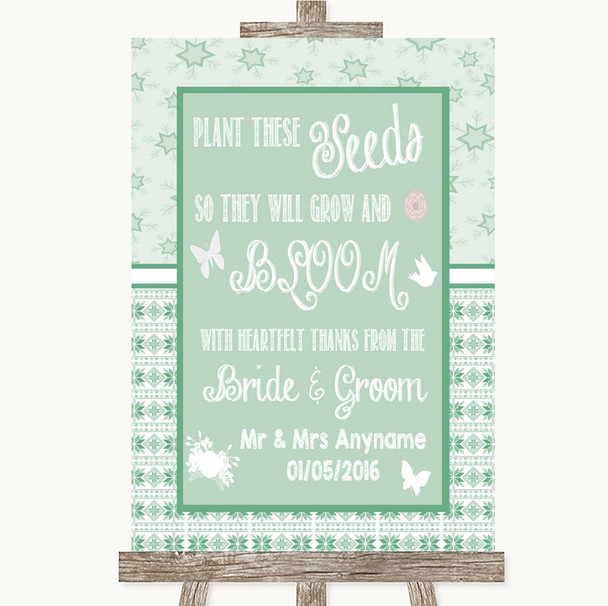 Winter Green Plant Seeds Favours Personalized Wedding Sign