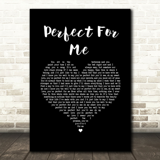 Ron Pope Perfect For Me Black Heart Song Lyric Wall Art Print