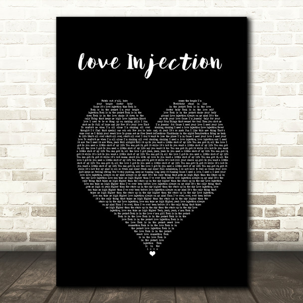 Trussel Love Injection Black Heart Song Lyric Wall Art Print