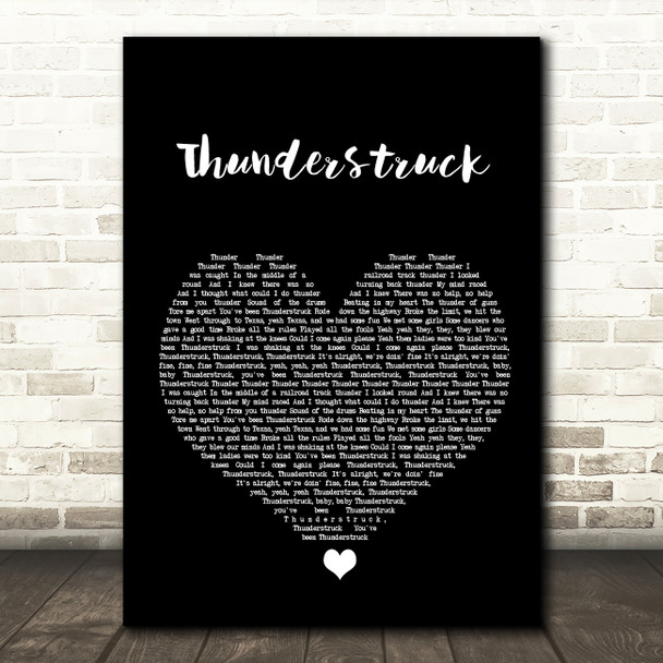 AC DC Thunderstruck Black Heart Song Lyric Wall Art Print