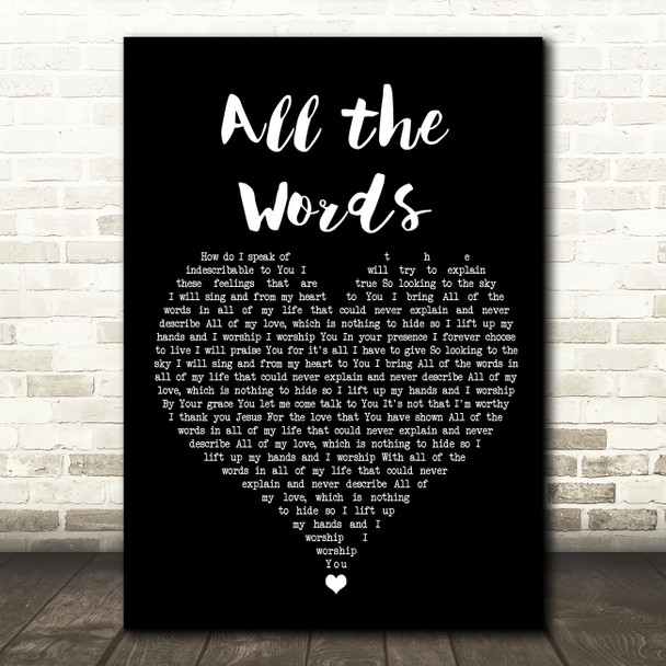 Kutless All the Words Black Heart Song Lyric Wall Art Print