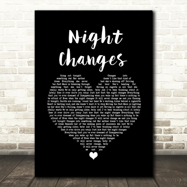 One Direction Night Changes Black Heart Song Lyric Wall Art Print