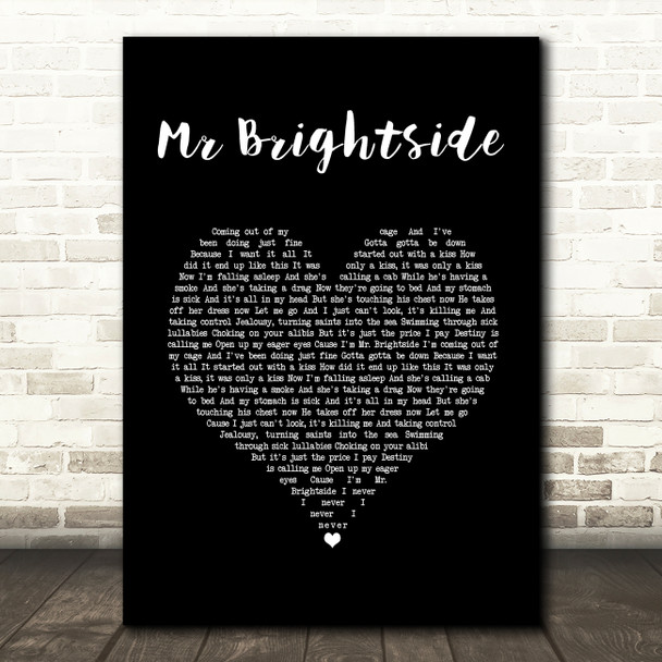 The Killers Mr Brightside Black Heart Song Lyric Wall Art Print