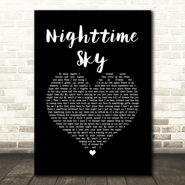 Tiger Army Nighttime Sky Black Heart Song Lyric Wall Art Print