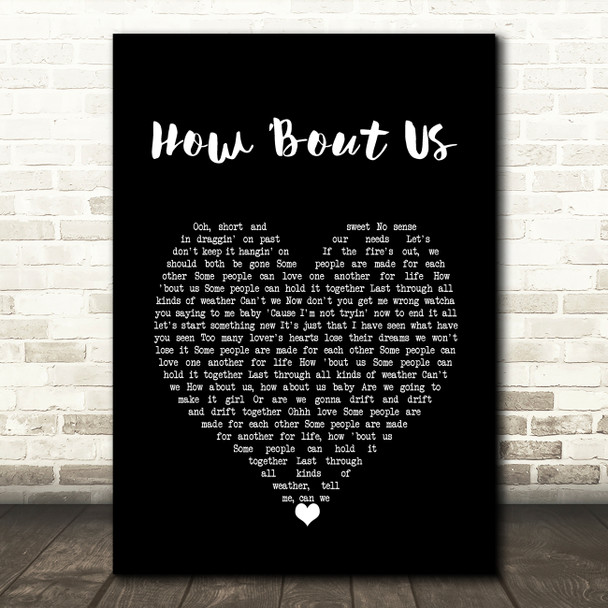 Champaign How Bout Us Black Heart Song Lyric Wall Art Print