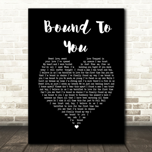 Christina Aguilera Bound To You Black Heart Song Lyric Wall Art Print