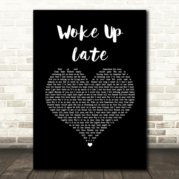 Drax Project Woke Up Late Black Heart Song Lyric Wall Art Print