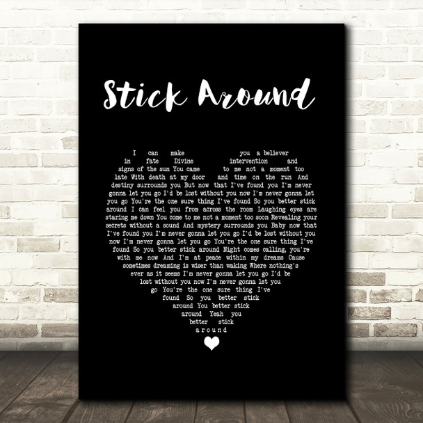 Reckless Kelly Stick Around Black Heart Song Lyric Wall Art Print