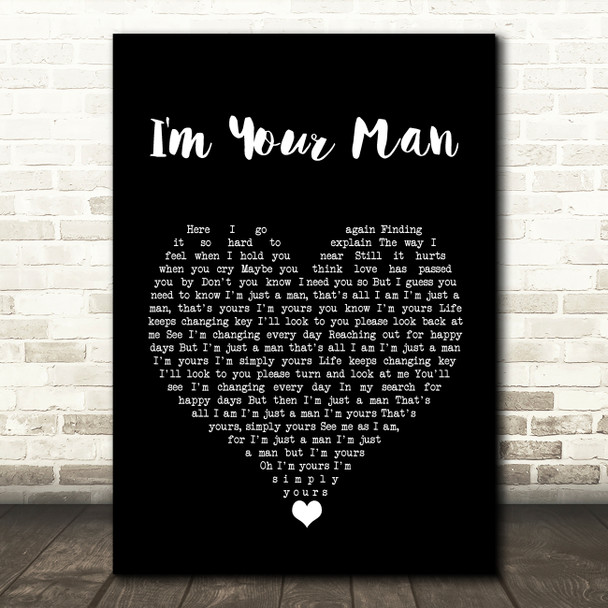 The Moody Blues I'm Your Man Black Heart Song Lyric Wall Art Print