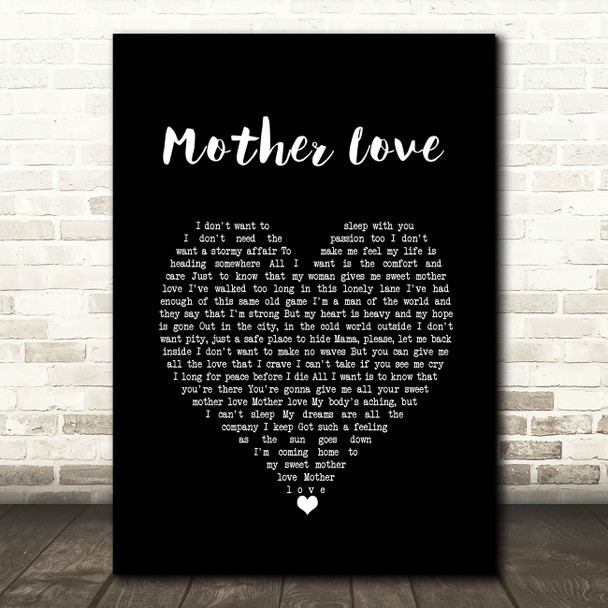 Queen Mother Love Black Heart Song Lyric Wall Art Print