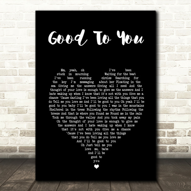 Ryland James Good To You Black Heart Song Lyric Wall Art Print