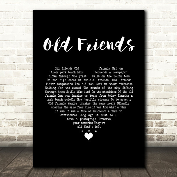 Simon & Garfunkel Old Friends Black Heart Song Lyric Wall Art Print