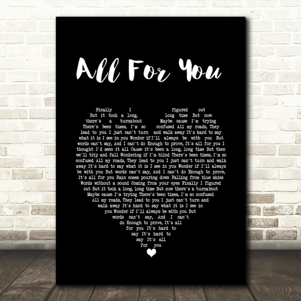 Sister Hazel All For You Black Heart Song Lyric Wall Art Print