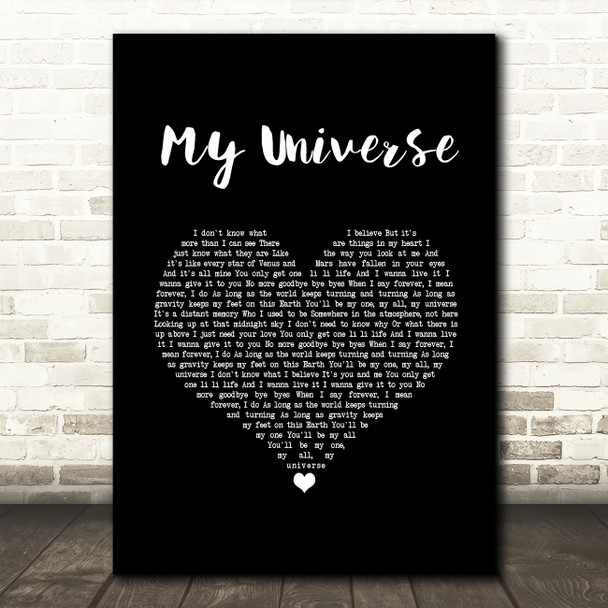 The Shires My Universe Black Heart Song Lyric Wall Art Print