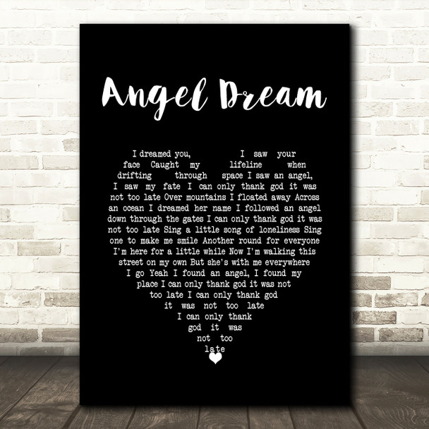 Tom Petty and the Heartbreakers Angel Dream Black Heart Song Lyric Wall Art Print