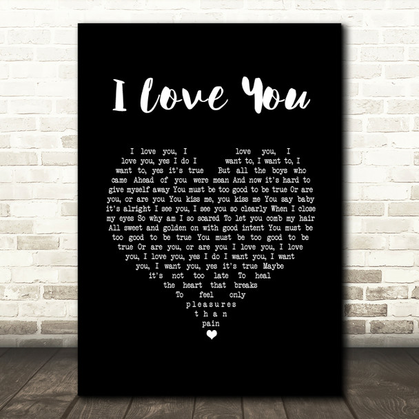 Earl I Love You Black Heart Song Lyric Wall Art Print