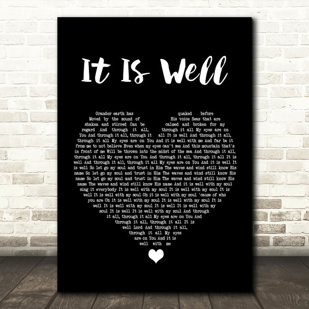 Kristene DiMarco It Is Well Black Heart Song Lyric Wall Art Print