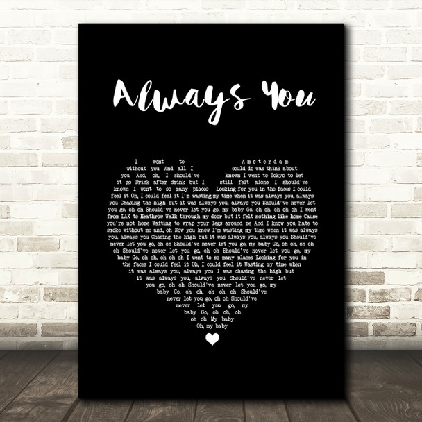 Louis Tomlinson Always You Black Heart Song Lyric Wall Art Print