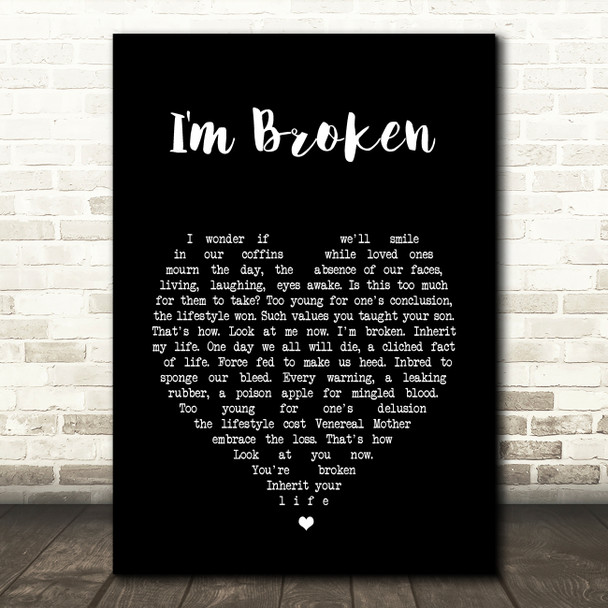 Pantera I'm Broken Black Heart Song Lyric Wall Art Print