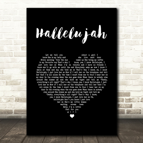 Ray Charles Hallelujah Black Heart Song Lyric Wall Art Print