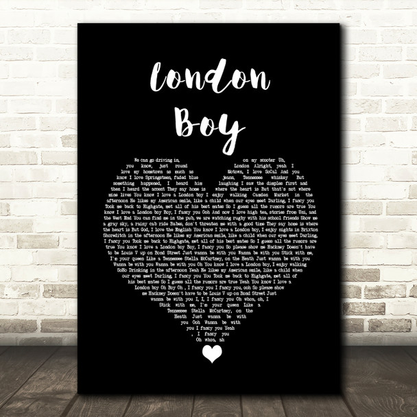 Taylor Swift London Boy Black Heart Song Lyric Wall Art Print