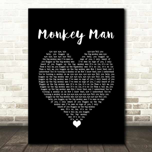 The Maytals Monkey Man Black Heart Song Lyric Wall Art Print