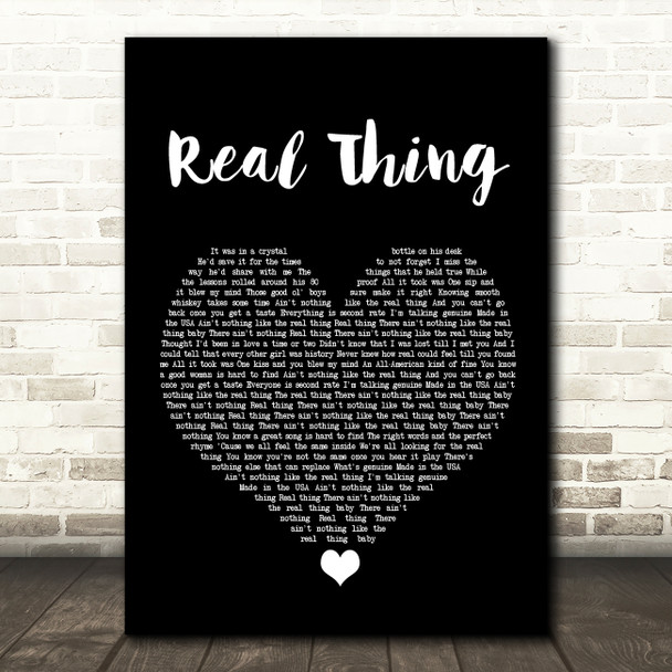 Zac Brown Band Real Thing Black Heart Song Lyric Wall Art Print