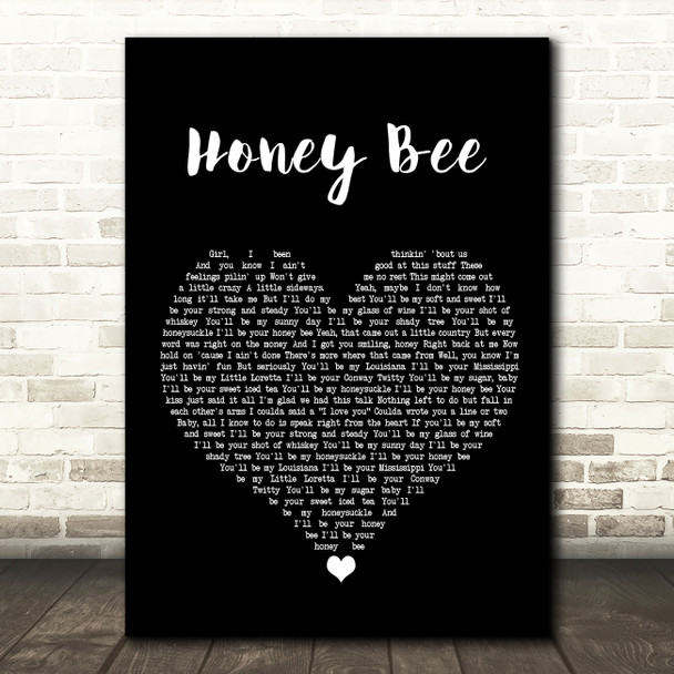 Blake Shelton Honey Bee Black Heart Song Lyric Wall Art Print